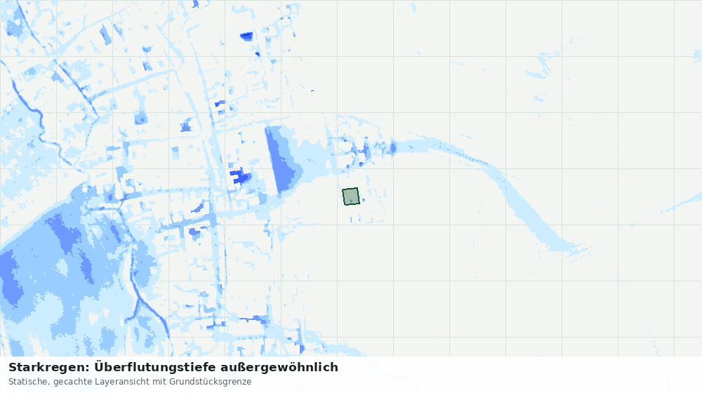 Statische Kartenansicht: Starkregen: Überflutungstiefe außergewöhnlich