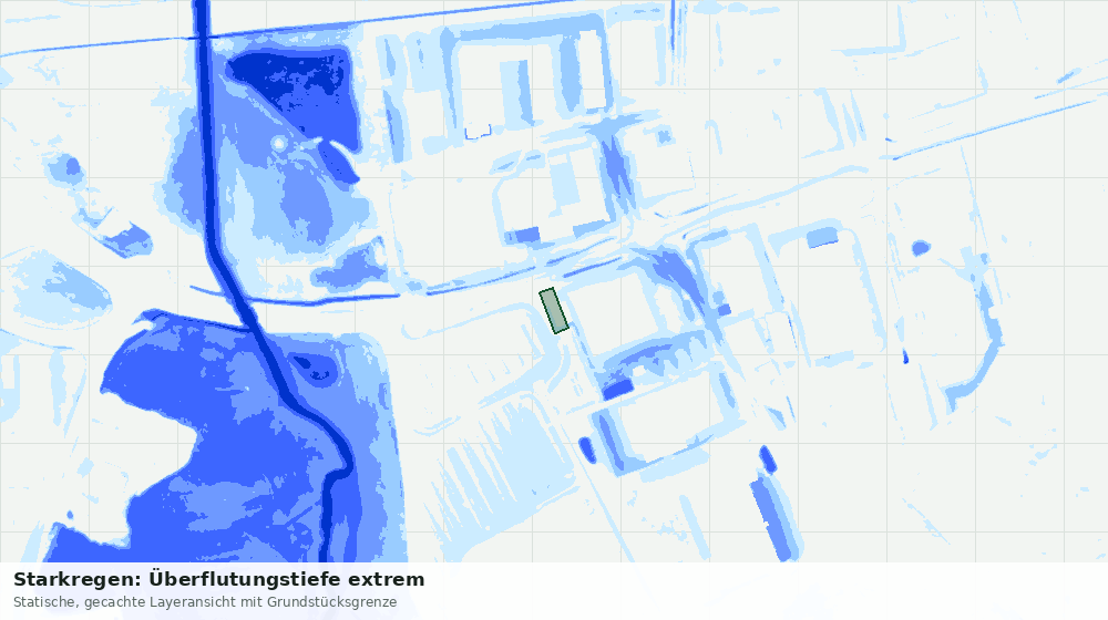 Statische Kartenansicht: Starkregen: Überflutungstiefe extrem