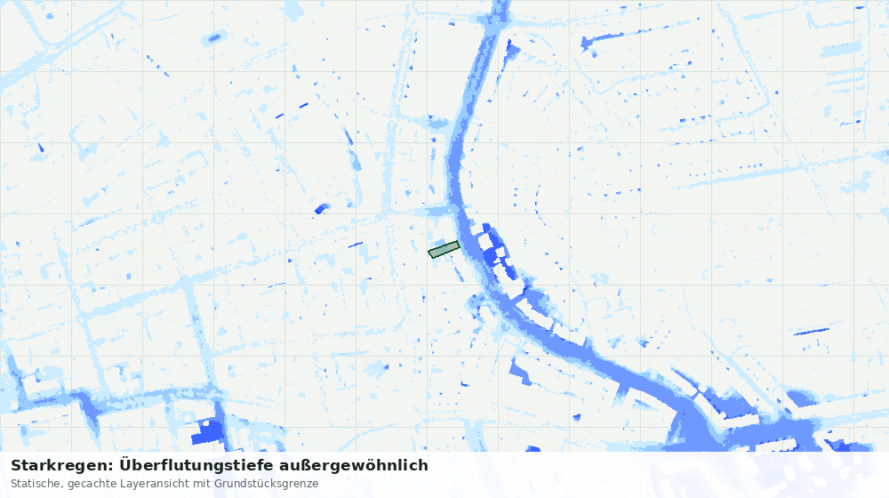 Statische Kartenansicht: Starkregen: Überflutungstiefe außergewöhnlich