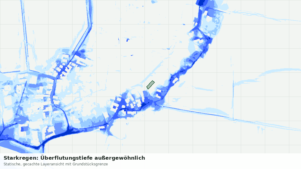 Statische Kartenansicht: Starkregen: Überflutungstiefe außergewöhnlich