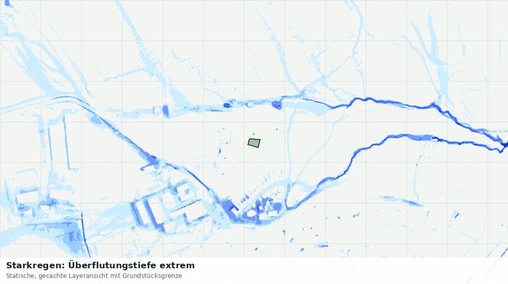 Statische Kartenansicht: Starkregen: Überflutungstiefe extrem