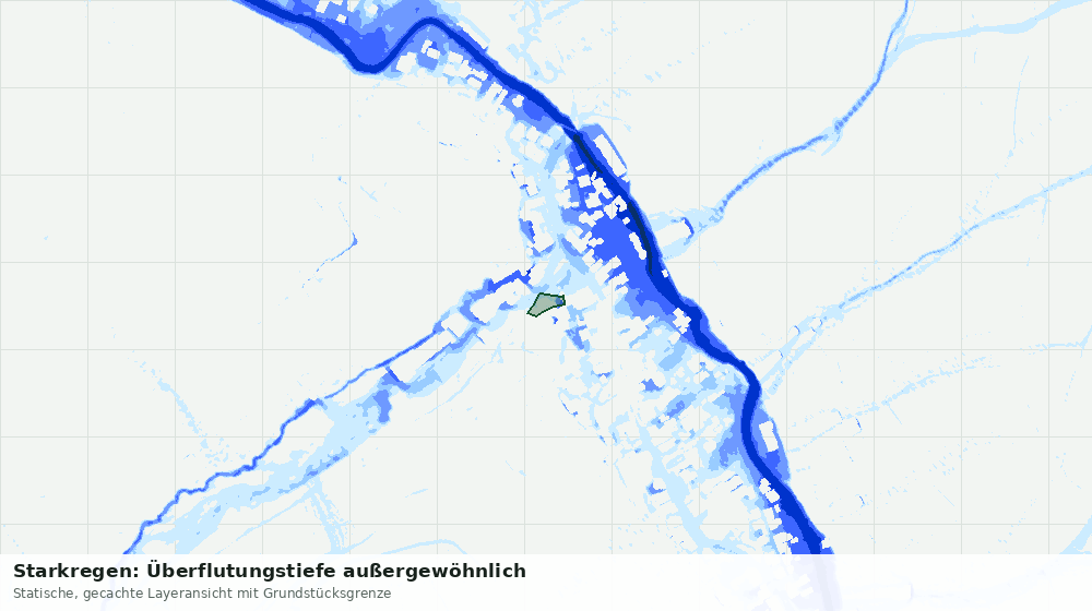 Statische Kartenansicht: Starkregen: Überflutungstiefe außergewöhnlich