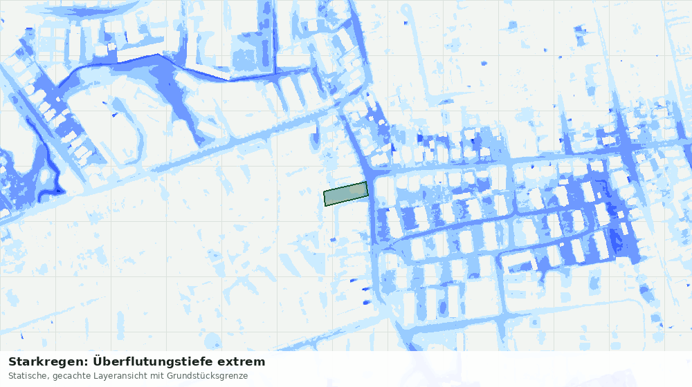 Statische Kartenansicht: Starkregen: Überflutungstiefe extrem