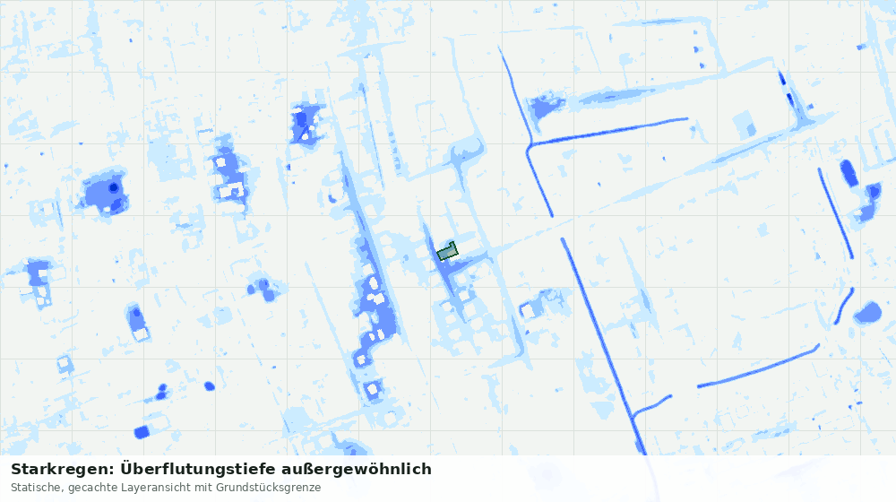 Statische Kartenansicht: Starkregen: Überflutungstiefe außergewöhnlich