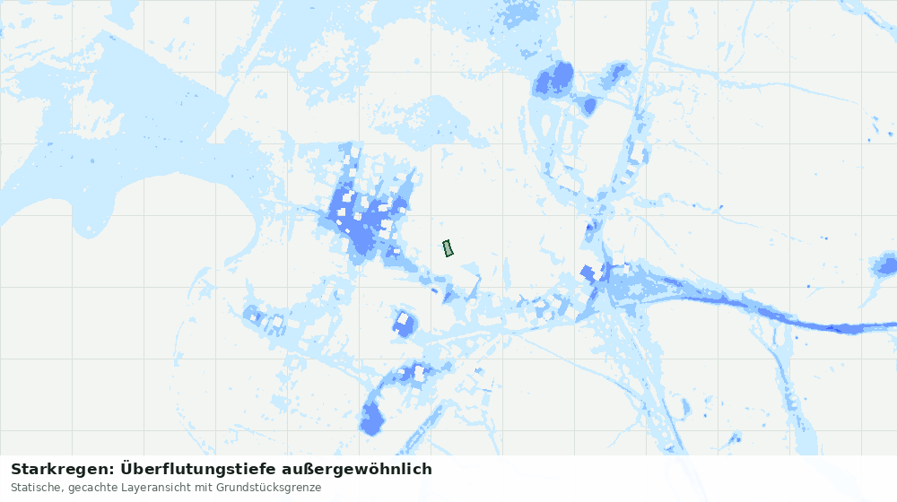 Statische Kartenansicht: Starkregen: Überflutungstiefe außergewöhnlich