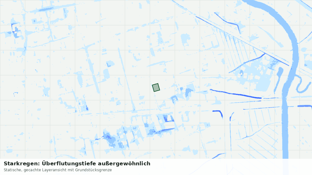 Statische Kartenansicht: Starkregen: Überflutungstiefe außergewöhnlich