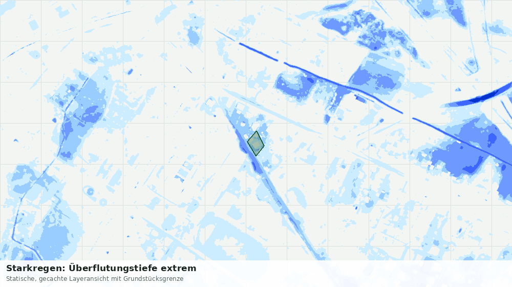 Statische Kartenansicht: Starkregen: Überflutungstiefe extrem