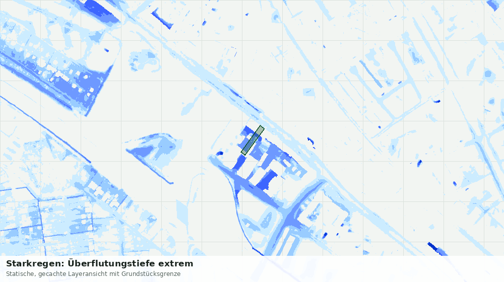 Statische Kartenansicht: Starkregen: Überflutungstiefe extrem