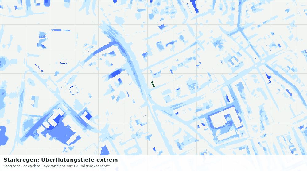 Statische Kartenansicht: Starkregen: Überflutungstiefe extrem