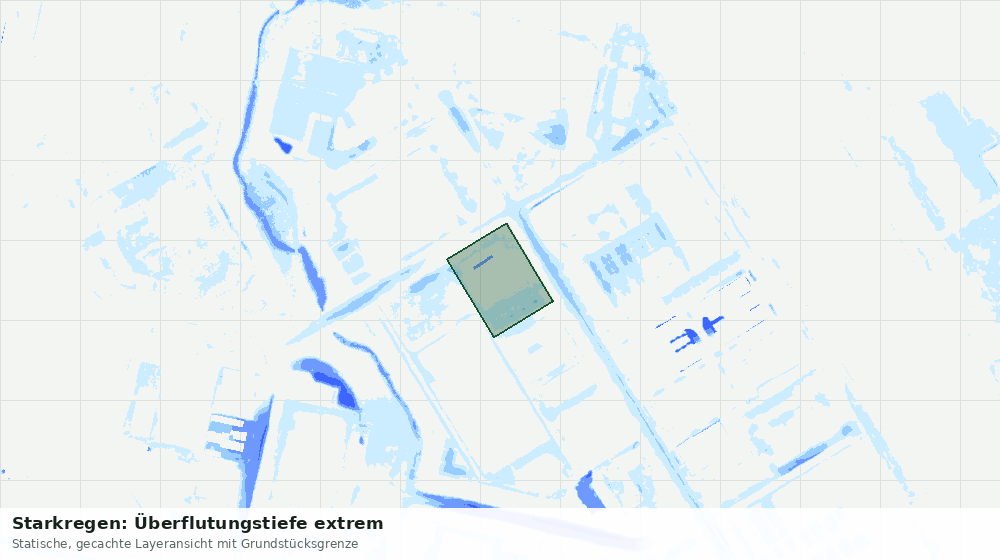 Statische Kartenansicht: Starkregen: Überflutungstiefe extrem