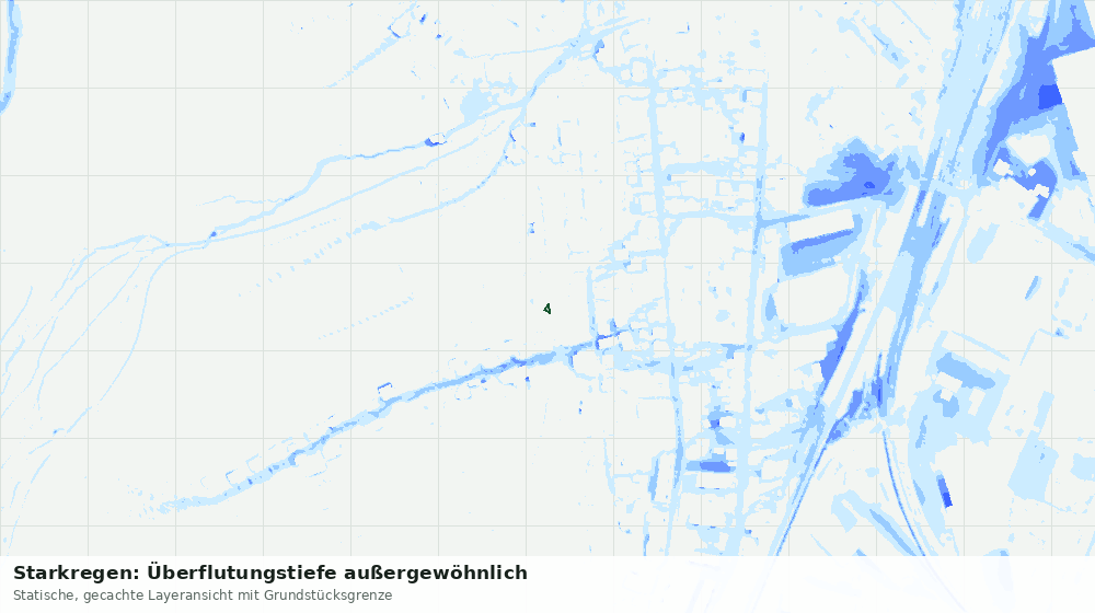 Statische Kartenansicht: Starkregen: Überflutungstiefe außergewöhnlich