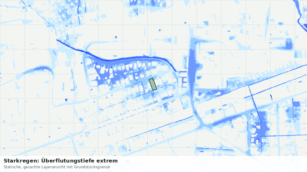 Statische Kartenansicht: Starkregen: Überflutungstiefe extrem