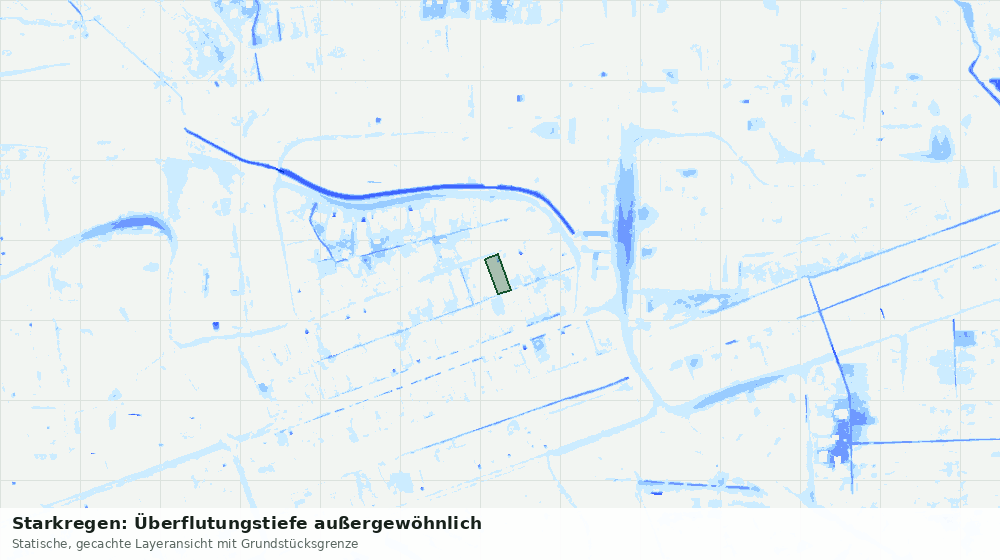 Statische Kartenansicht: Starkregen: Überflutungstiefe außergewöhnlich