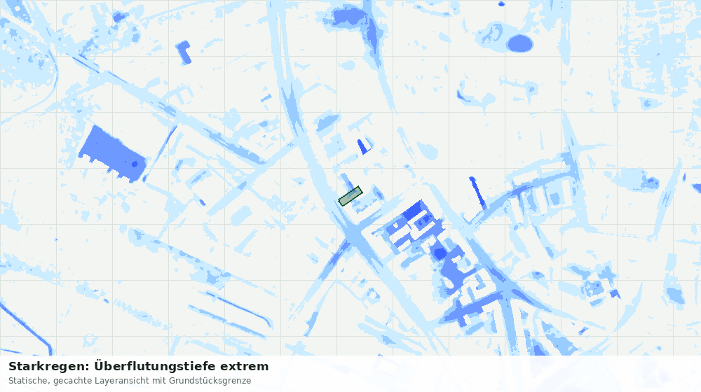 Statische Kartenansicht: Starkregen: Überflutungstiefe extrem