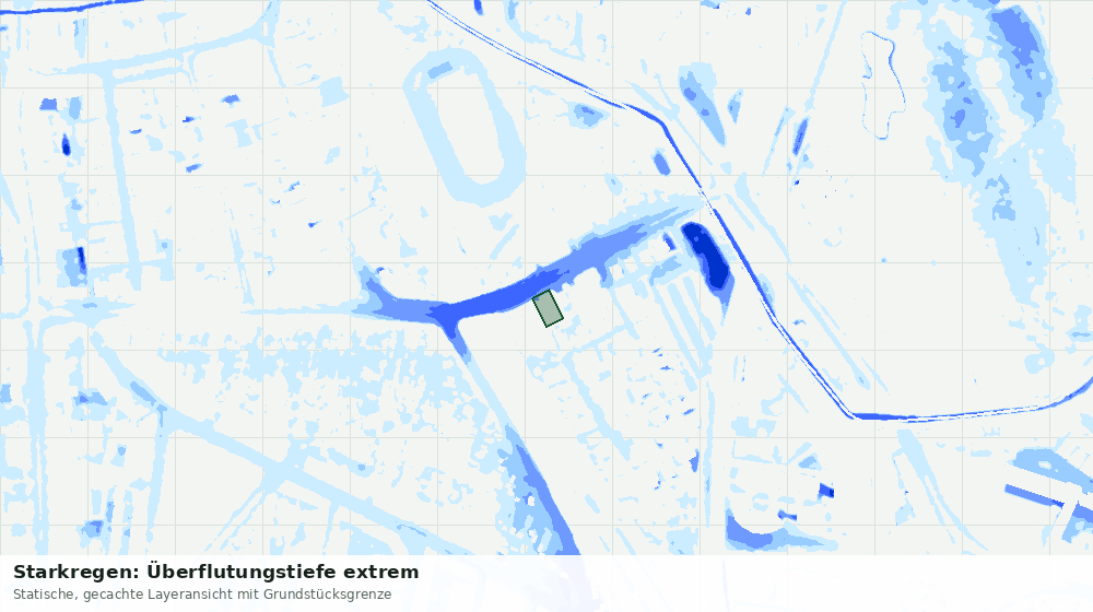 Statische Kartenansicht: Starkregen: Überflutungstiefe extrem