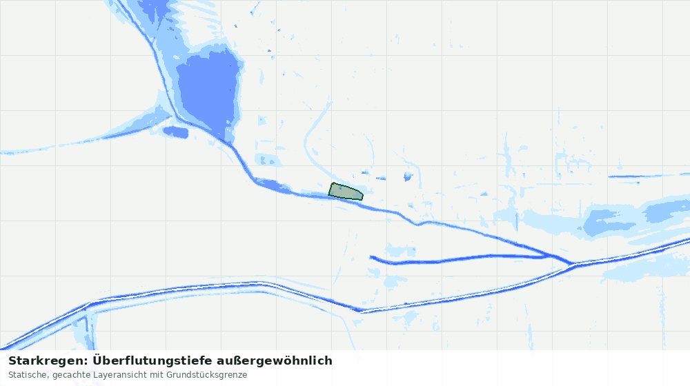 Statische Kartenansicht: Starkregen: Überflutungstiefe außergewöhnlich