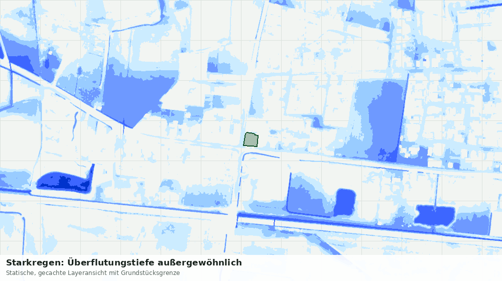 Statische Kartenansicht: Starkregen: Überflutungstiefe außergewöhnlich