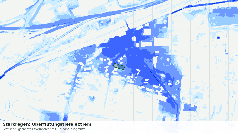 Statische Kartenansicht: Starkregen: Überflutungstiefe extrem