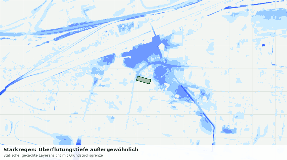 Statische Kartenansicht: Starkregen: Überflutungstiefe außergewöhnlich