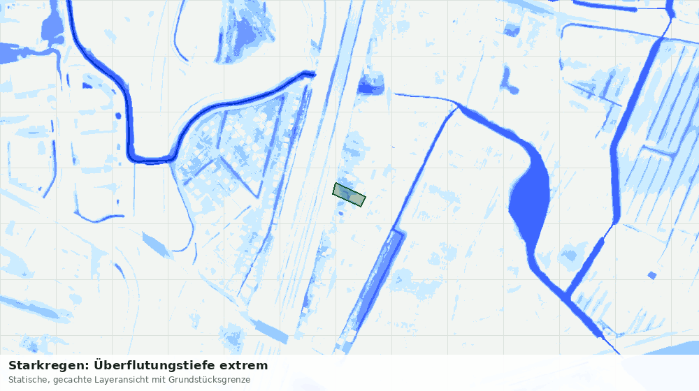 Statische Kartenansicht: Starkregen: Überflutungstiefe extrem