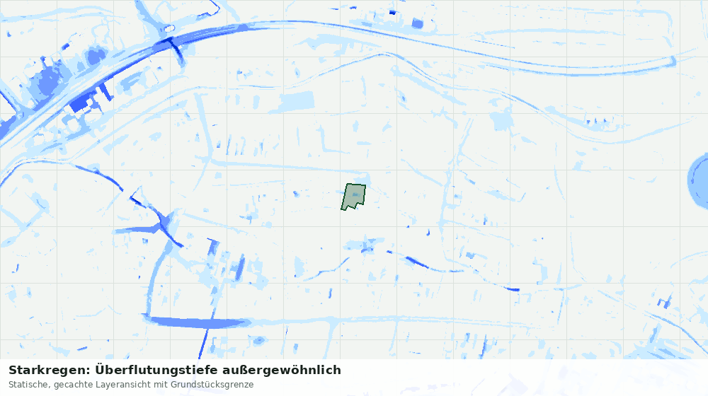 Statische Kartenansicht: Starkregen: Überflutungstiefe außergewöhnlich