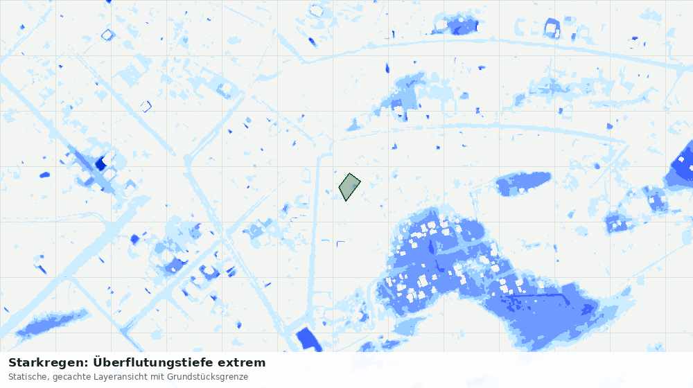 Statische Kartenansicht: Starkregen: Überflutungstiefe extrem