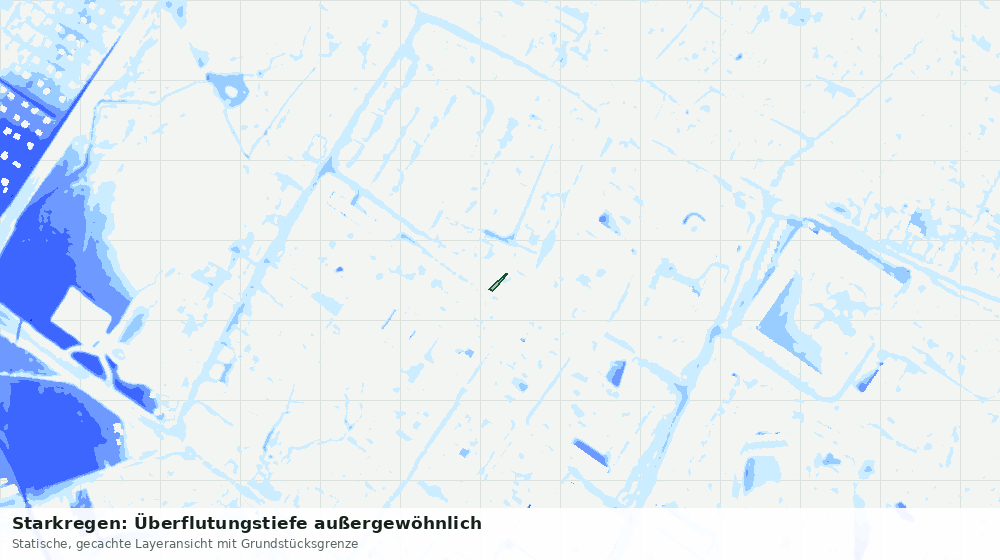 Statische Kartenansicht: Starkregen: Überflutungstiefe außergewöhnlich