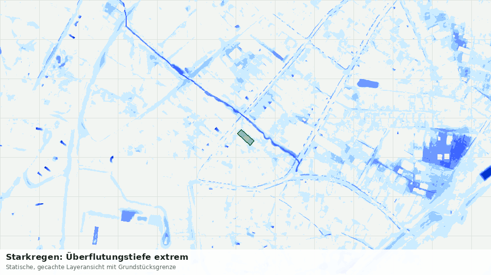Statische Kartenansicht: Starkregen: Überflutungstiefe extrem