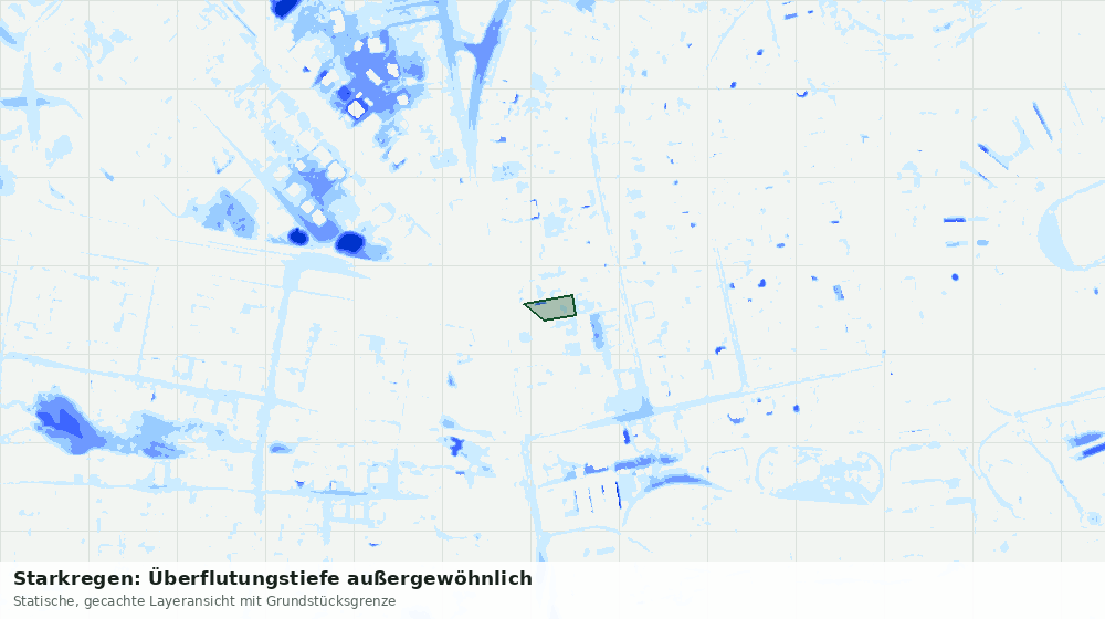 Statische Kartenansicht: Starkregen: Überflutungstiefe außergewöhnlich