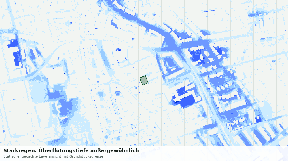 Statische Kartenansicht: Starkregen: Überflutungstiefe außergewöhnlich