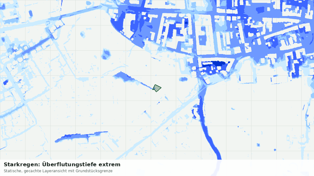 Statische Kartenansicht: Starkregen: Überflutungstiefe extrem