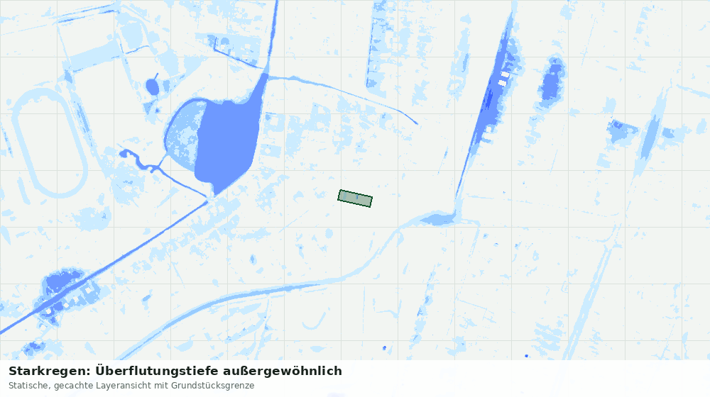 Statische Kartenansicht: Starkregen: Überflutungstiefe außergewöhnlich