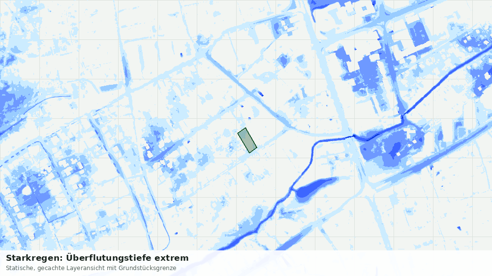Statische Kartenansicht: Starkregen: Überflutungstiefe extrem