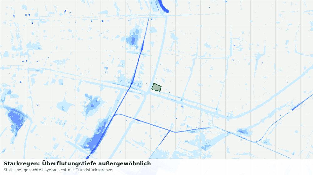 Statische Kartenansicht: Starkregen: Überflutungstiefe außergewöhnlich