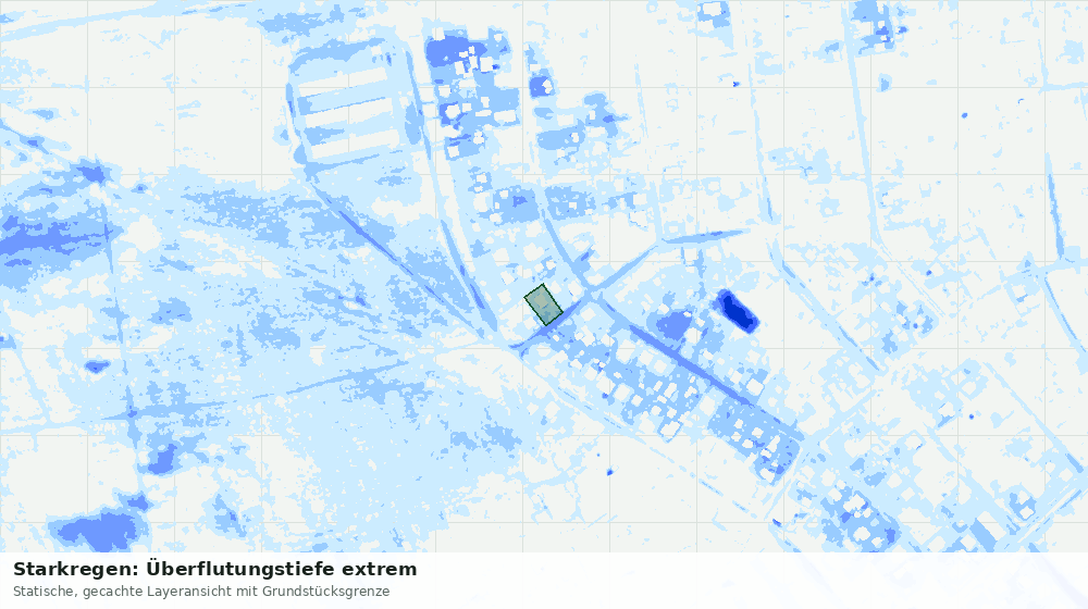 Statische Kartenansicht: Starkregen: Überflutungstiefe extrem