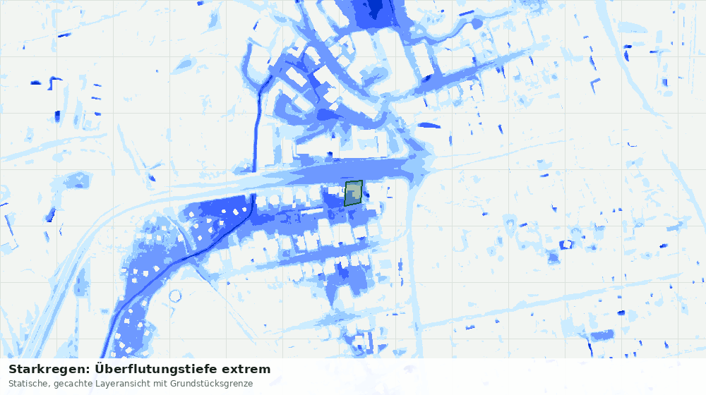 Statische Kartenansicht: Starkregen: Überflutungstiefe extrem