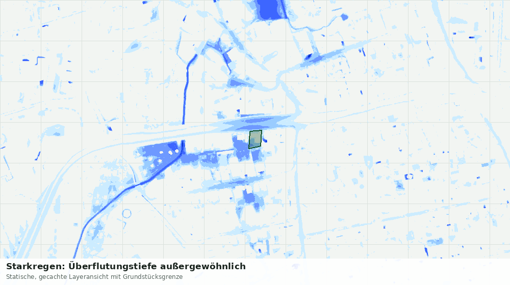 Statische Kartenansicht: Starkregen: Überflutungstiefe außergewöhnlich