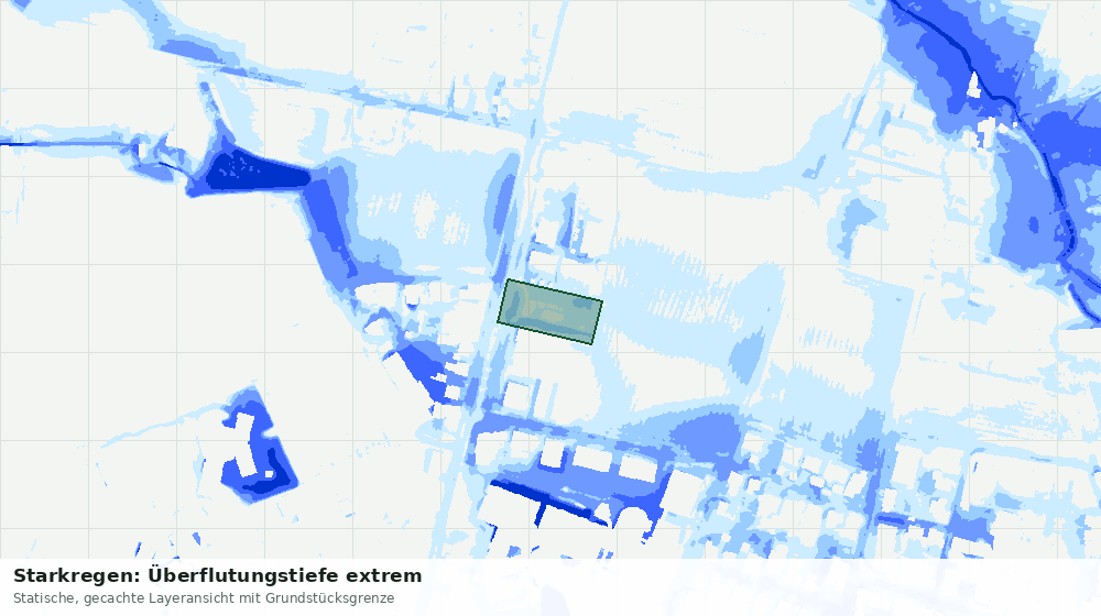 Statische Kartenansicht: Starkregen: Überflutungstiefe extrem