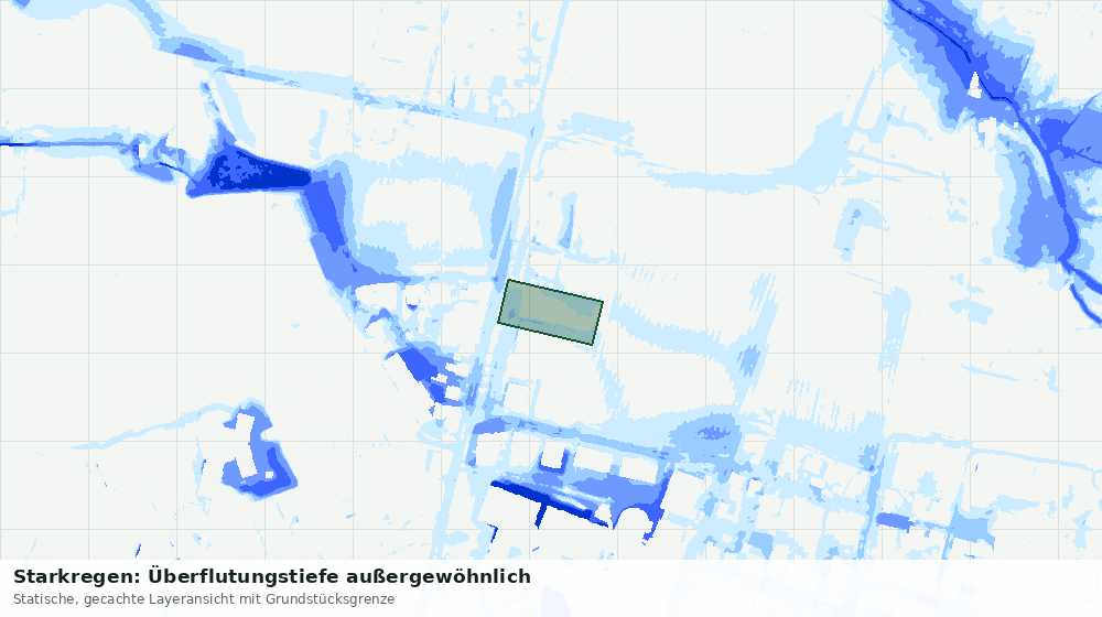 Statische Kartenansicht: Starkregen: Überflutungstiefe außergewöhnlich