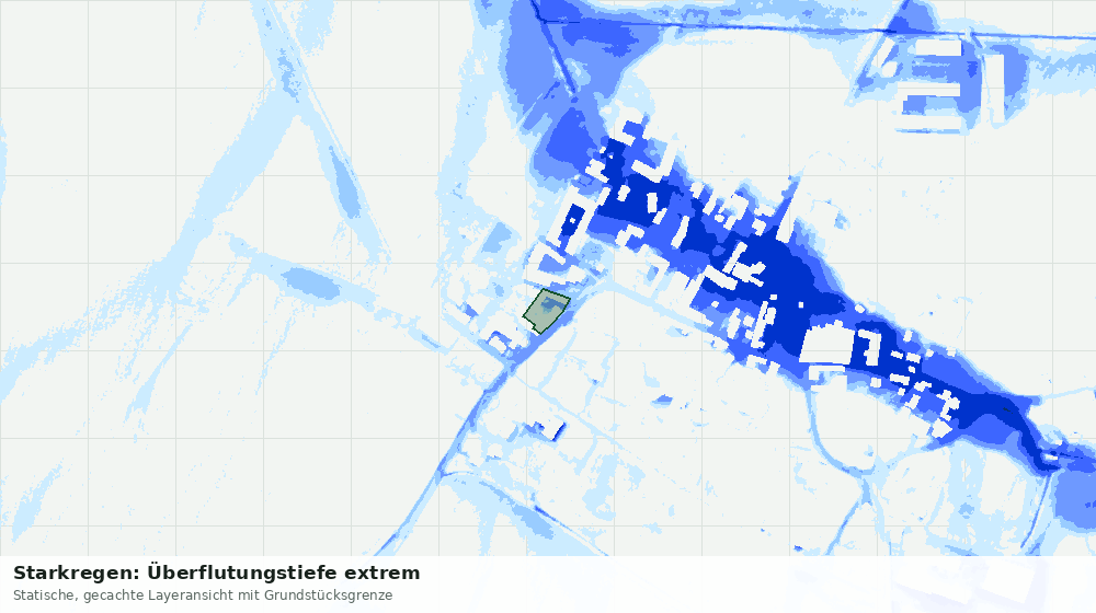 Statische Kartenansicht: Starkregen: Überflutungstiefe extrem