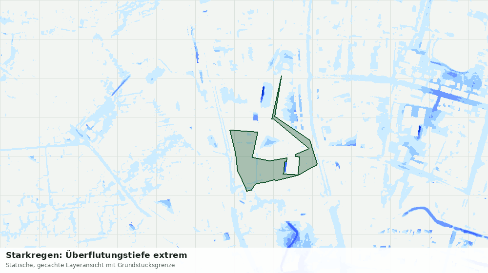 Statische Kartenansicht: Starkregen: Überflutungstiefe extrem