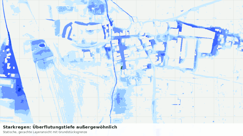 Statische Kartenansicht: Starkregen: Überflutungstiefe außergewöhnlich