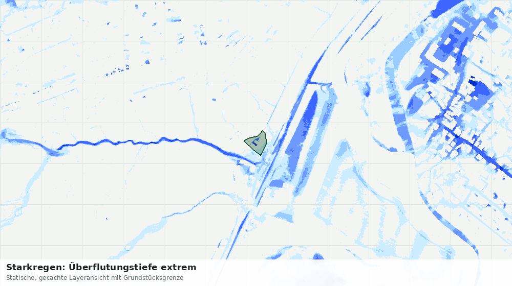 Statische Kartenansicht: Starkregen: Überflutungstiefe extrem