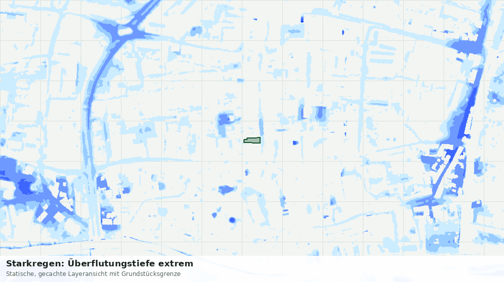 Statische Kartenansicht: Starkregen: Überflutungstiefe extrem