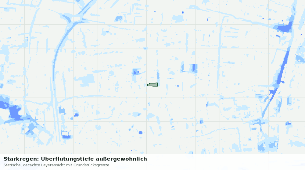 Statische Kartenansicht: Starkregen: Überflutungstiefe außergewöhnlich