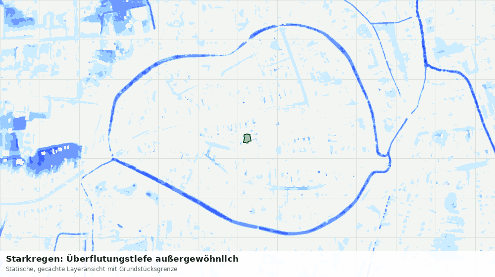 Statische Kartenansicht: Starkregen: Überflutungstiefe außergewöhnlich