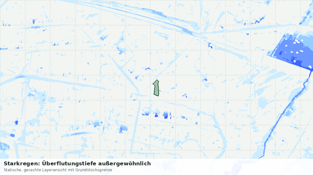 Statische Kartenansicht: Starkregen: Überflutungstiefe außergewöhnlich