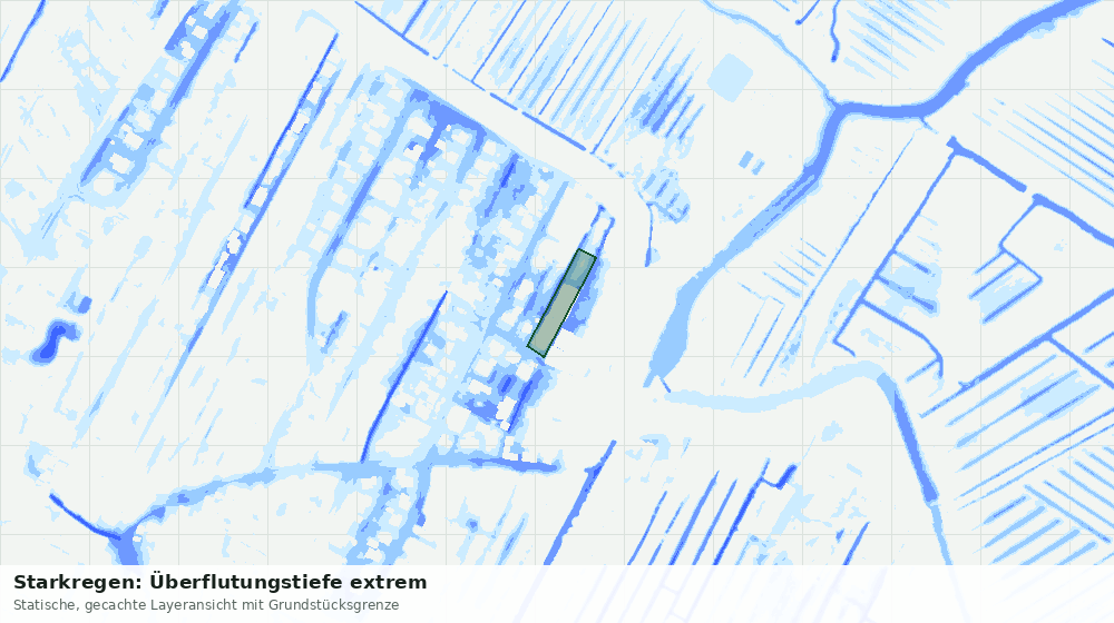 Statische Kartenansicht: Starkregen: Überflutungstiefe extrem