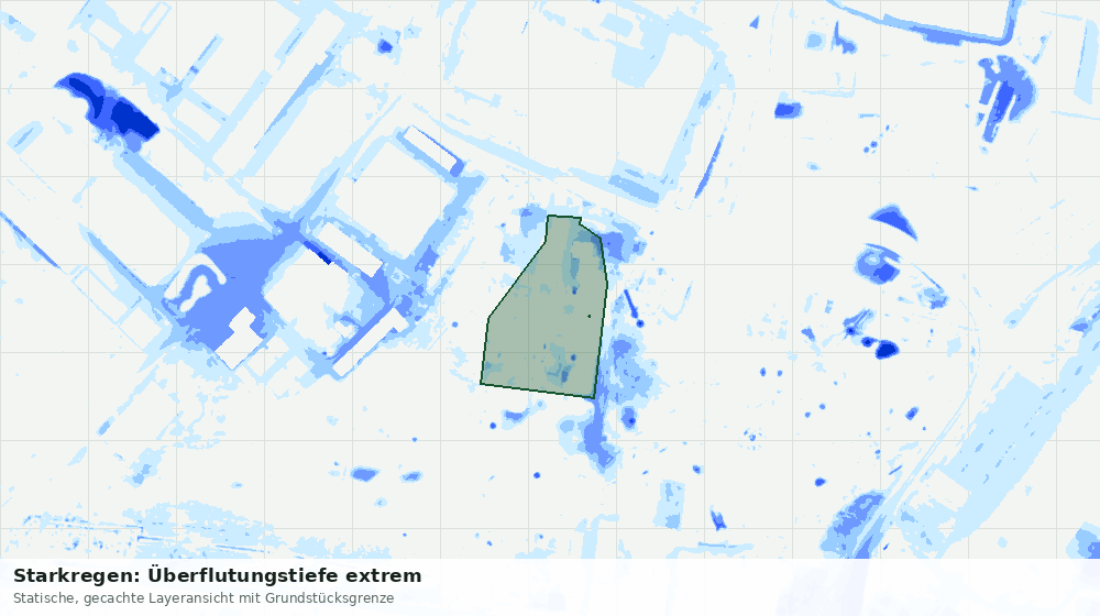 Statische Kartenansicht: Starkregen: Überflutungstiefe extrem