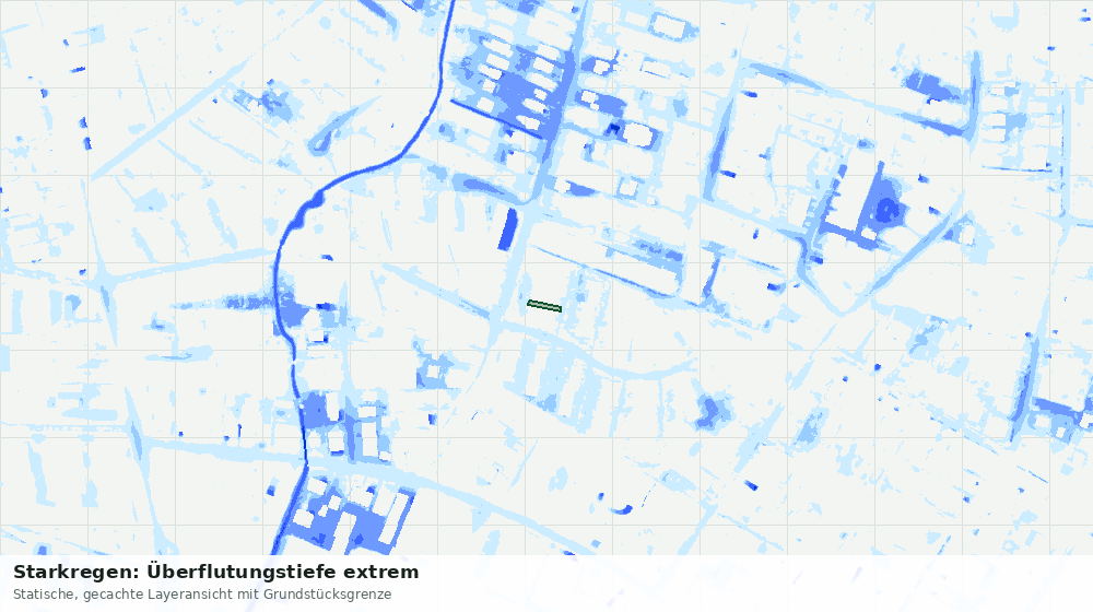 Statische Kartenansicht: Starkregen: Überflutungstiefe extrem